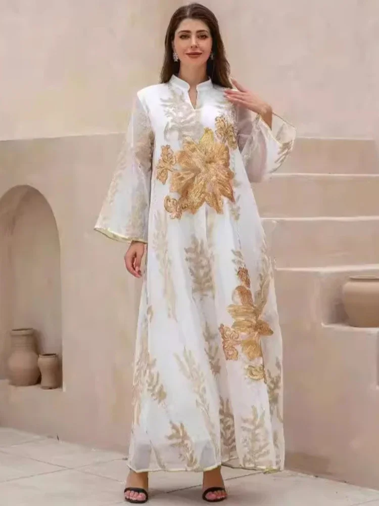 

Eid Muslim Party Dress for Women Kaftan Vestidos Largos Dubai Turkey Robe Jalabiya Sequins Ramadan Abaya Long Dress Morocco 2024