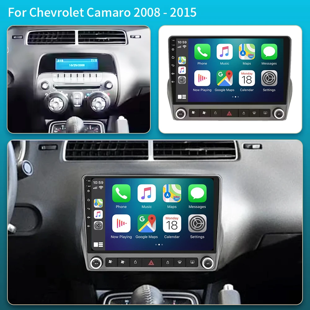 راديو سيارة 2Din أندرويد 16 لسيارة شيفروليه كامارو 2008-2015 مشغل ستيريو Carplay Autoradio WIFI GPS والملاحة FM/RDS 5G LET DSP