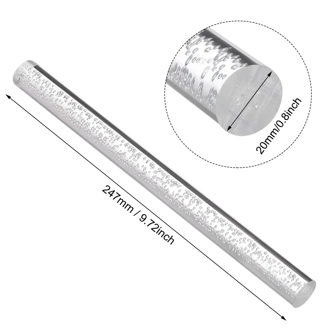 Picture 3: Acrylic Bubble Round Rod,Clear,3/4 Inch Diameter 10inch(247mm) Length,Solid Plastic PMMA Bar 10pcs