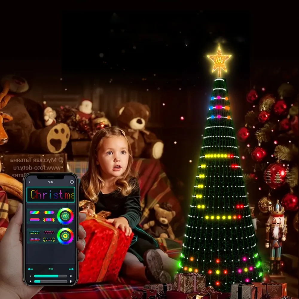 RGBIC 6.9FT 400LEDs أضواء عيد الميلاد عطلة سلسلة أضواء مع شكل نجمة، الذكية LED الديكور لشجرة داخلي في الهواء الطلق