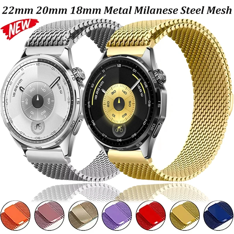 22mm 20mm 18mm Metall-Milanese-Stahlgewebe für Huawei Watch 5-4/GT6-5-4 46mm Magnetisches Armband Amazfit Active Max/Bip 6/Balance 2