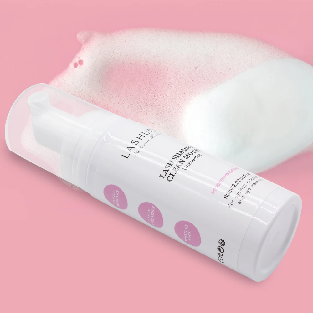 Lashury Eyelashes Mousse Foam Eyelash Shampoo 60ml Gentle Cleansing Eyelashes Grafting Extension Eyelash Dedicated Cleaner