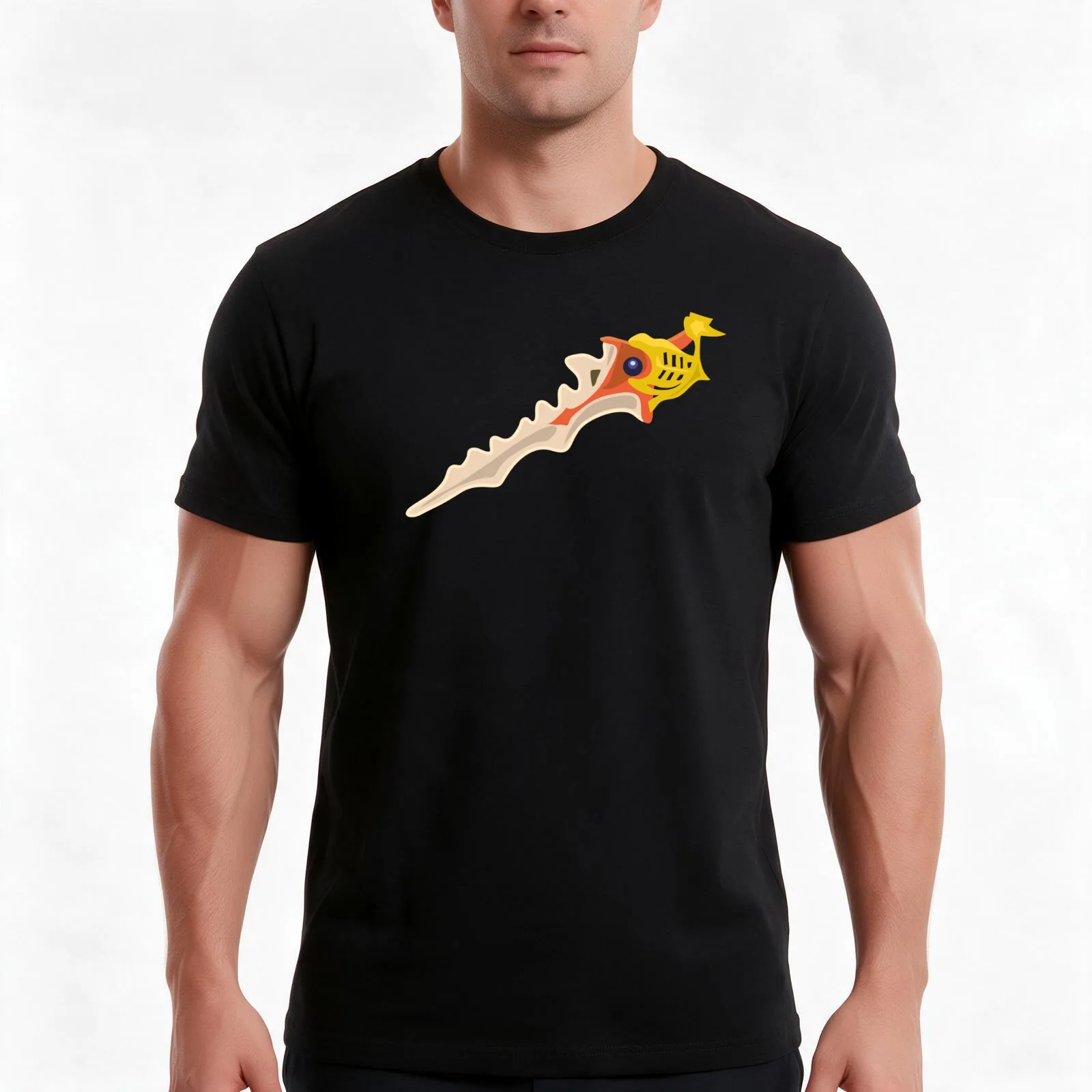 Divine Rapier Vector Print T-Shirt Summer Casual Cotton Tee Oversized Streetwear Tops Vintage Graphic Print Unisex Men Women