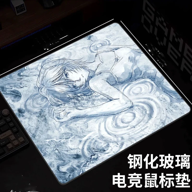 

Коврик для мыши с персонажами японского аниме, стеклянная поверхность, гладкий матовый, для игрового стола, доступны разные размеры, для киберспорта