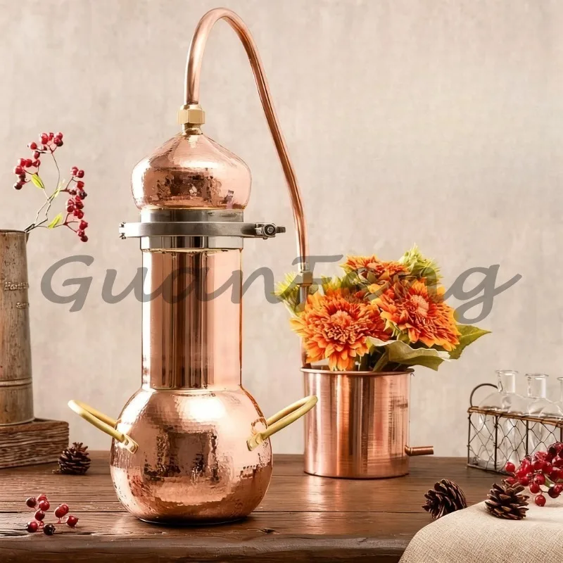 Small Vintage Still Set, Essential Oil Extraction Household Brewing Set with Pump and Tube for Oil and Alcohol Distillation