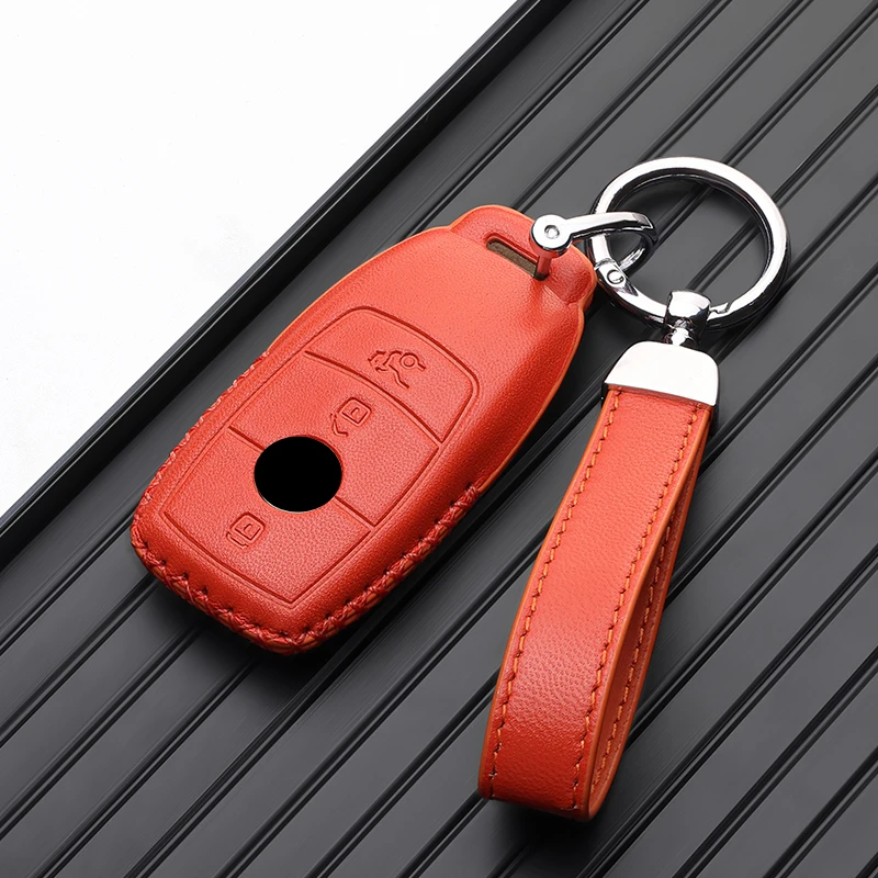 For Mercedes Benz A B C E S Class S400L CLA CLS GLC GLE GLS EQE EQS AMG Leather Car Key Case Remote Cover Shell Bag Holder Fob