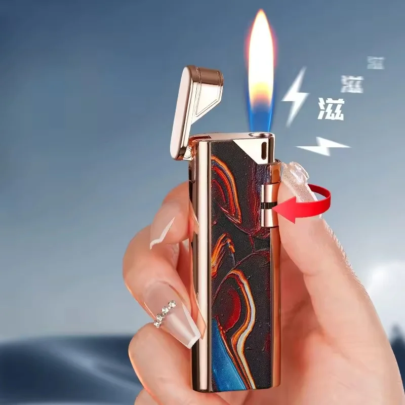 

Ультратонкая мини-газовая зажигалка 2026 с абразивным колесом и металлическим корпусом, аксессуар для курения, бутановые гаджеты для мужчин