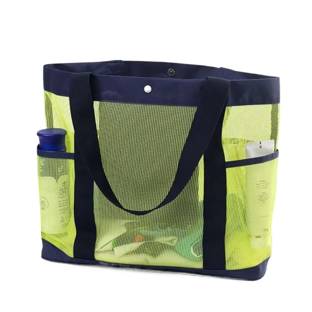 Large Capacity Mesh Toiletry Bag Light Weight Multi purpose Wash Storage Bag Beach Toy Baskets Quick Dry Beach Tote Bag Girl