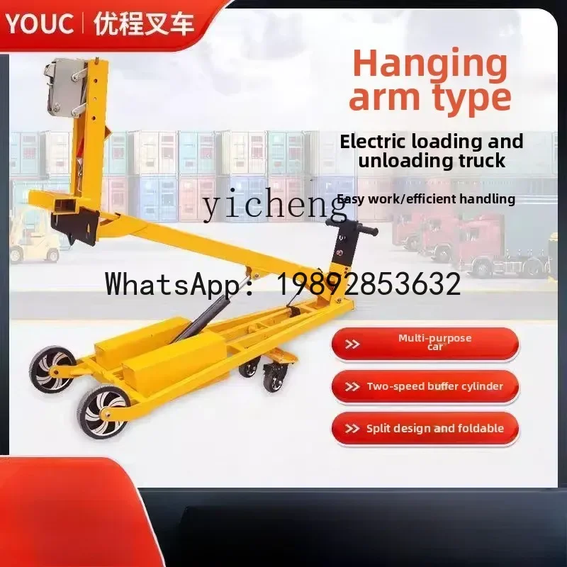 Mobile Hydraulic Forklift Foldable Loading and Unloading Truck Hand Push Oil Drum Truck Multifunctional Electric Truck