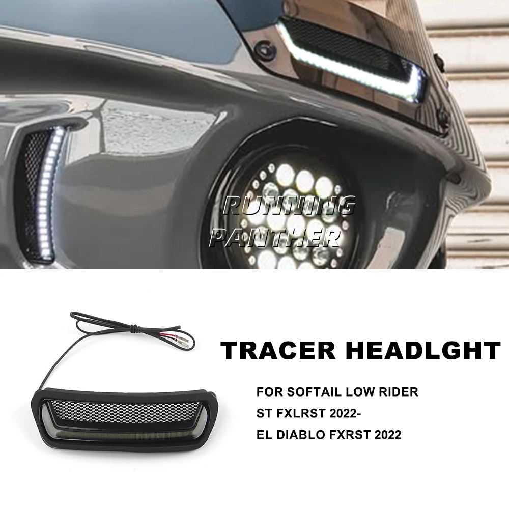 

For Harley Softail Low Rider ST/El Diablo FXRST/FXLRST Motorcycle 2022-2024 NEW White Tracer Headlight Vent Accent LED