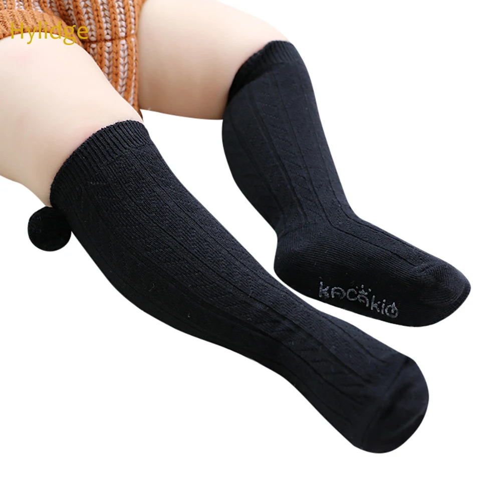 Hylidge Cotton Infant Baby Long Socks Cute Pompom Children Kids Knee Socks Anti-slip Toddler Floor Socks Girl Boy Gift Socks