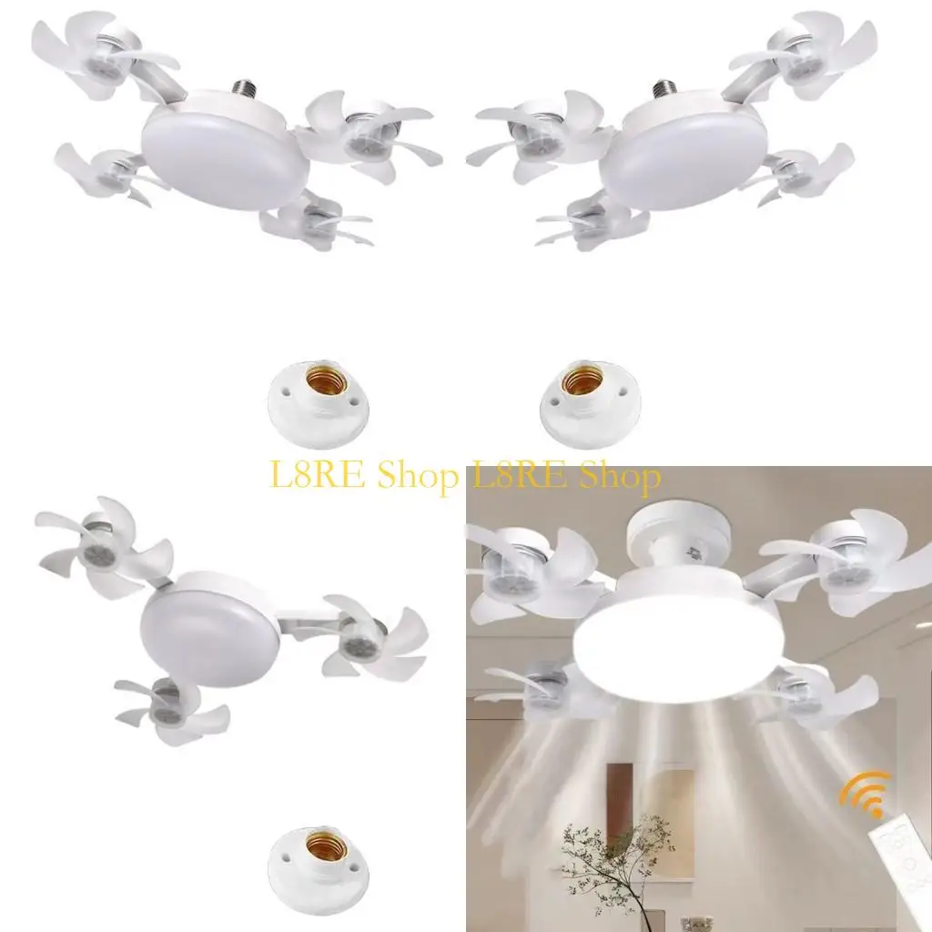 

L8RE E27 Ceiling Fan with LED Light Ceiling Fan Lamp Remote Controlled Fan Ceiling Light Perfect for Bedroom and Kitchen