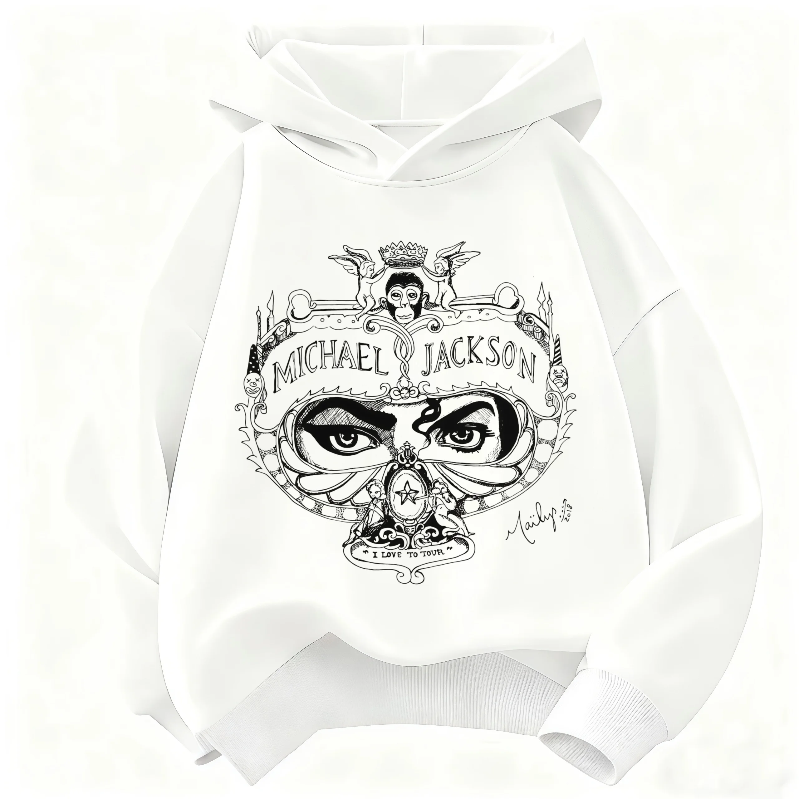 New Autumn/Winter 2026 Children's Warm Hoodie – Michael Jackson Print – Unisex Hooded Sweatshirt – Retro Pop Icon Graphic Top