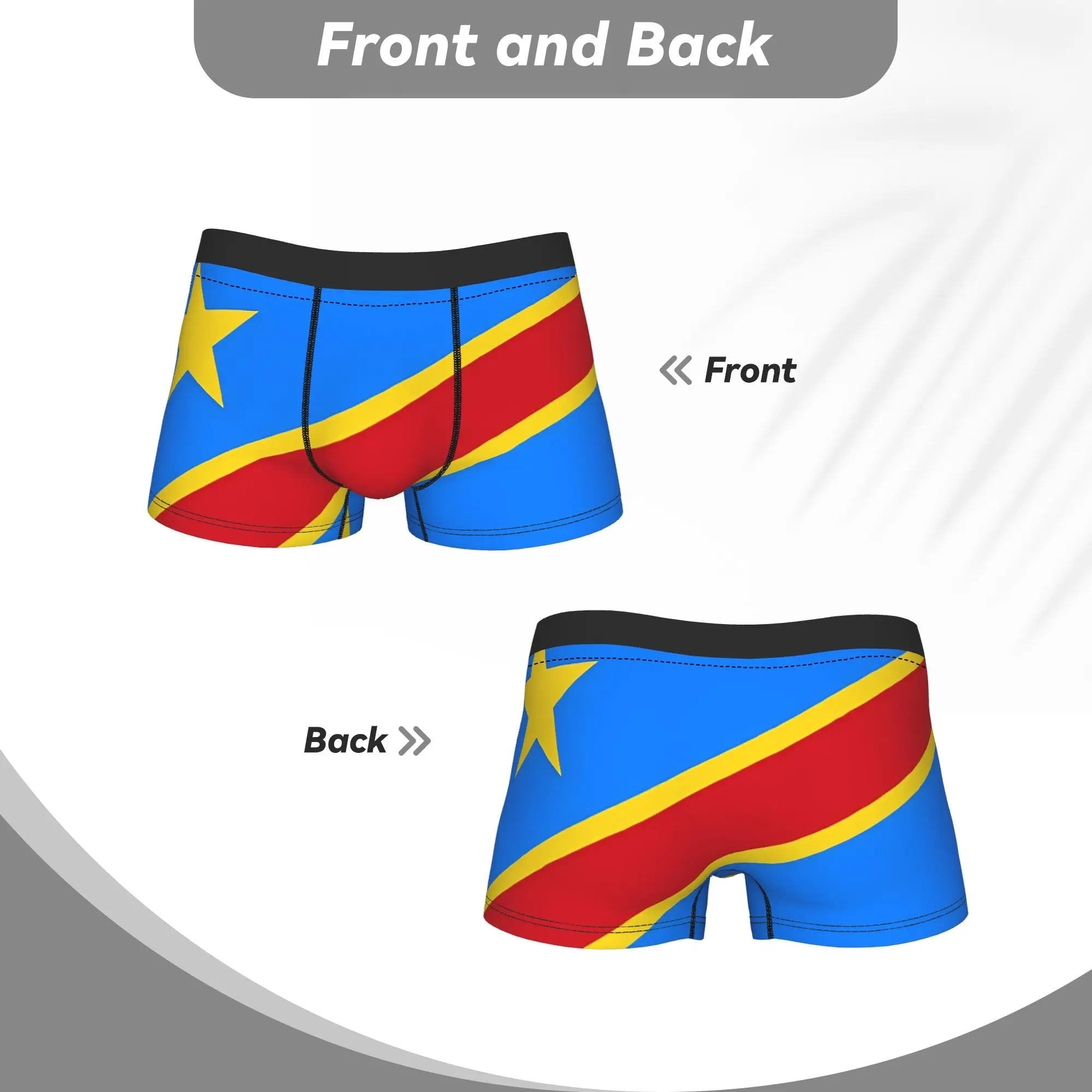 Democratic Republic Of The Congo National Flag Full Colour Shorts Briefs  Underwear Male Soft Trend Boxer Shorts Underpants