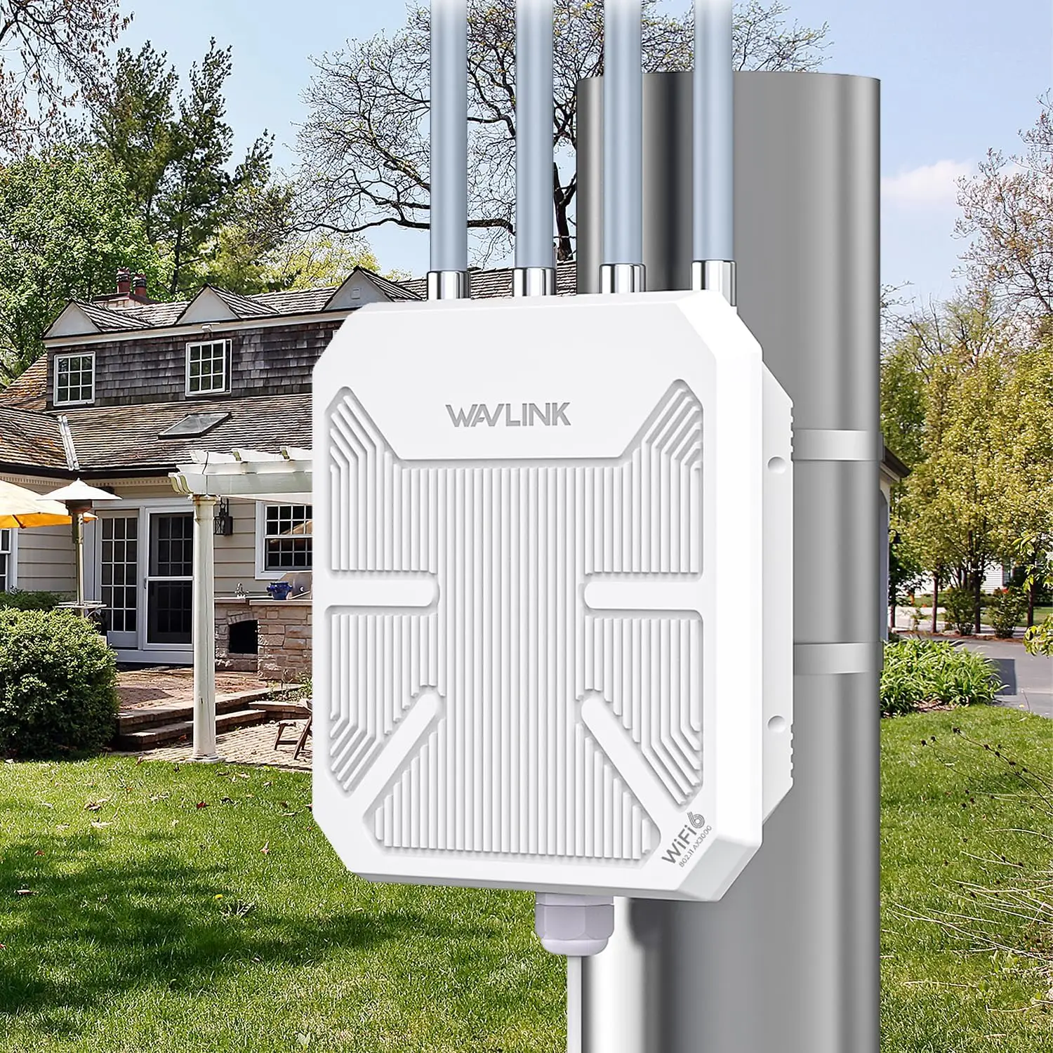 

Outdoor WiFi 6 Extender with Long Range, Active PoE, IP67 for Farm, Yard, RV - Up to 256 Devices