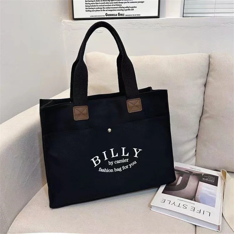 Korean Style Women Canvas Shoulder Bag Lettering High Quality Casual Handbag Tote Large Capacity Luxury Designer Shopping Bag