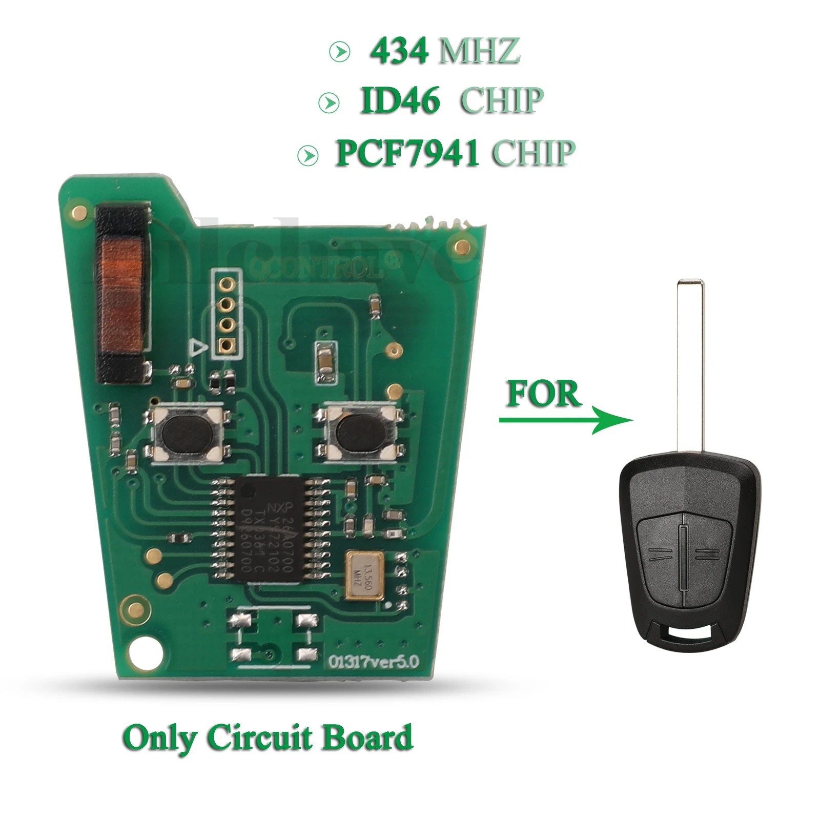 jingyuqin 5pcs For Opel Vauxhall Corsa D 2007-2012 Astra H 2004 - 2009 FOB 2BT 434Mhz ID46 PCF7941 Chip Remote Key Circuit Board