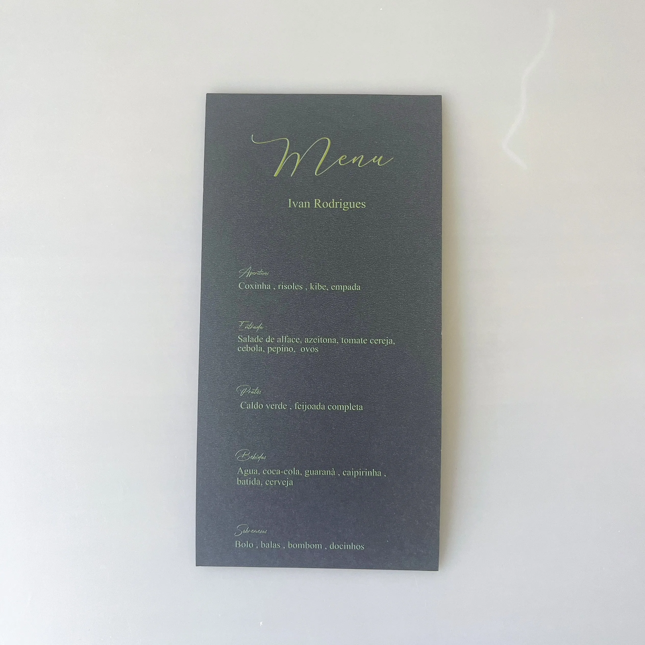 50pcs Menu Card Black Paper with Gold Words Print Custom Wedding Table Decoration Food Program Invitations Card Seat Card