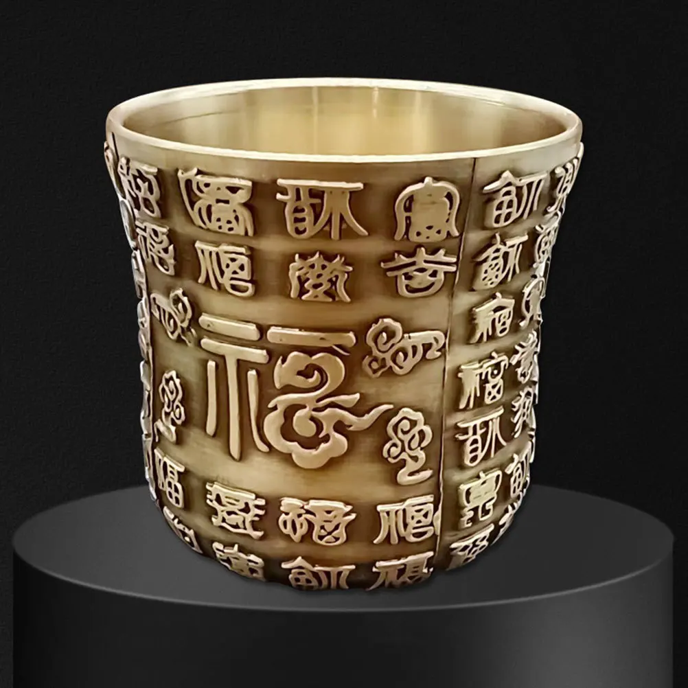 

Copper Craft Fortunate Cup Decor Temple Offerings Desktop Decoration Unique Scene Adornment Buddhist Home Office