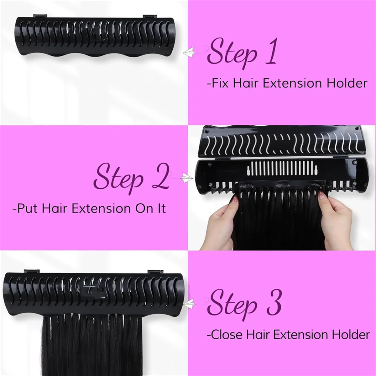 【A75U】 Hair Extension Holder Stand for Styling, 4 Installation Modes with Tool, Hair Extension Holder Designed for Washing B