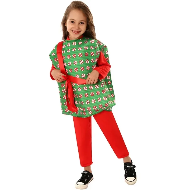 New Year Christmas Children's Costumes Santa Gift Box Boys Girls Costumes Christmas Dress Up Party Holiday Performance Costumes view 4