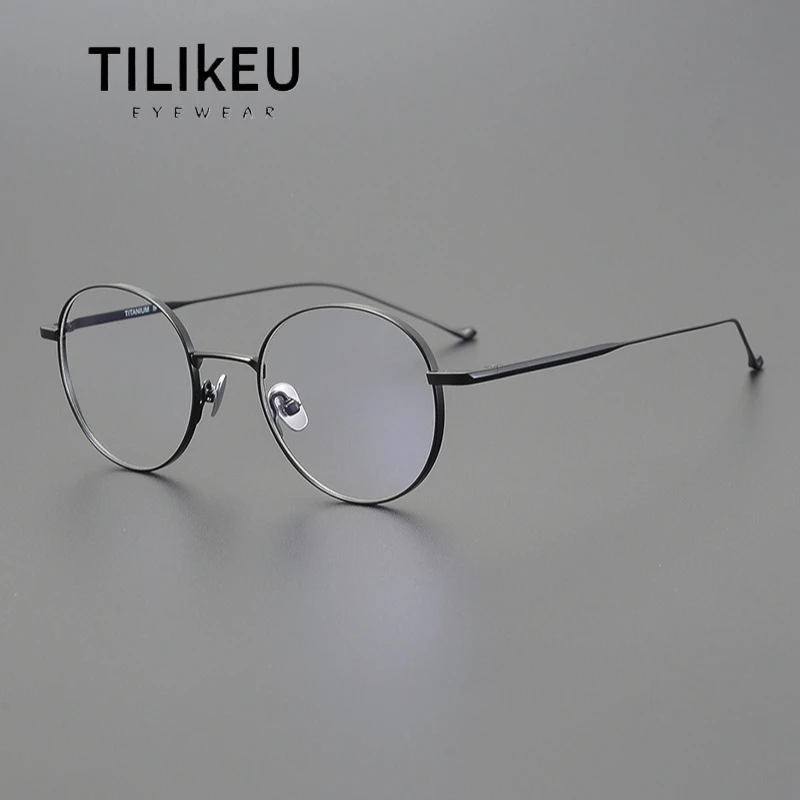 

Vintage Pure Titanium Eyeglass Frame Men and Women Ultra-light Anti-Blue Prescription Eyeglasses Retro Full Frame Oval Spectacle