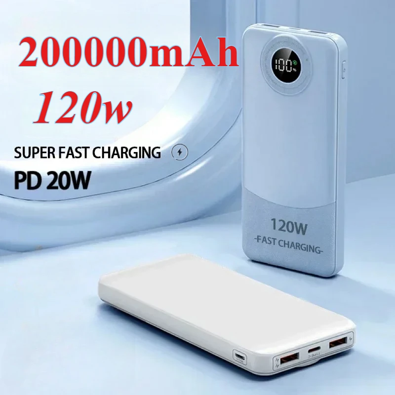 

200000 Mah Сверхбольшая емкость 120 Вт Power Bank Сверхбыстрая зарядка для мобильных устройств Внешняя батарея для Iphone Samsung Xiaomi
