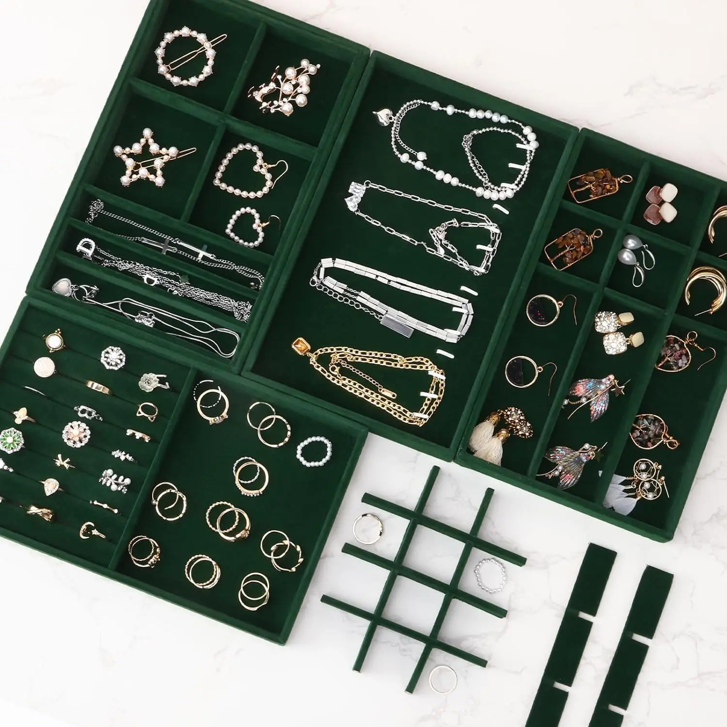 2 шт., бархатный лоток для ювелирных изделий, изысканный держатель для ювелирных изделий, портативный держатель для колец, серег, ожерелья, коробка для хранения, лотки-органайзеры