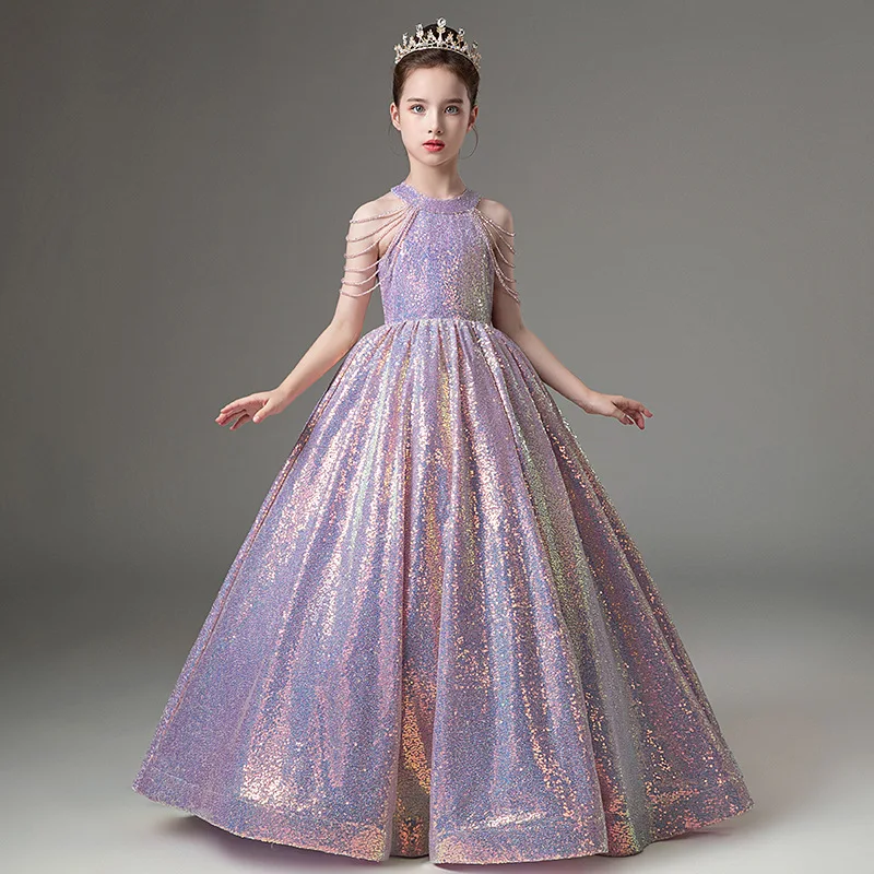 

New Gorgeous Girl Princess Bling sequin Dress Infant Toddler Child tutu Vestido Party Pageant Birthday Ball Gown Wedding dresses