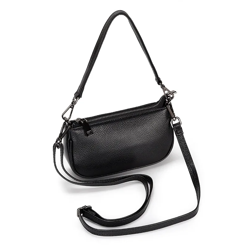 Genuine Leather Women's Underarm Package 2023 New Phone Bag Real Cowhide Shoulder Bag Crossbody Lady Soft Purse Commuting Style