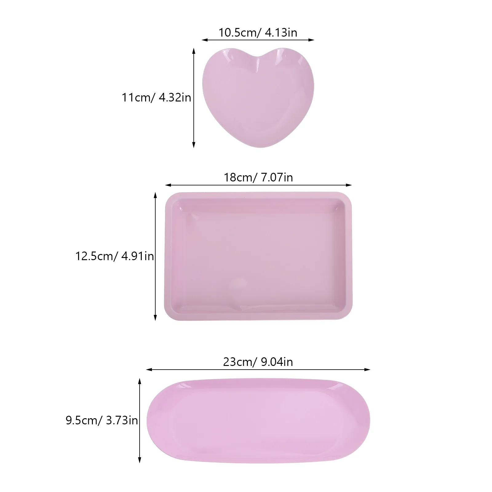 3Pcs Nail Art Organizer Tray Set Stainless Steel Heart Shape Storage Tray Multiple Sizes Nail Tools Holder Towel Trays