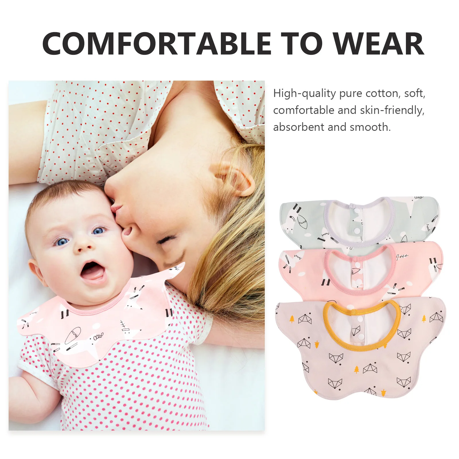 3 قطعة مريلة لعاب الأطفال تدور 360 درجة منشفة لعاب القطن لتغذية الرضع حماية التسنين لينة قابلة للتنفس للجنسين