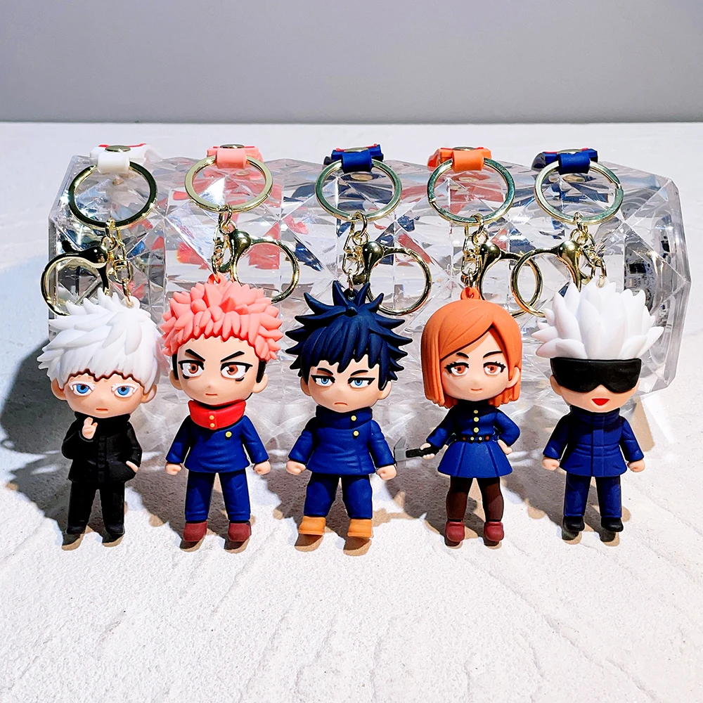 Japanese anime spell comeback soft PVC keychain tiger stick with five pieces of Wusu Nuo doll Christmas gift New Year