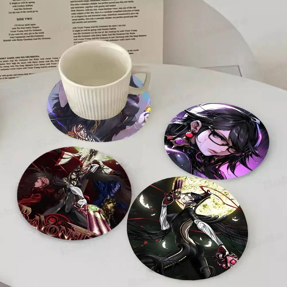 Posavasos de madera con temática de Bayonetta, antideslizante, resistente al calor, decoración de mesa de comedor, cafetería, restaurante, regalo único