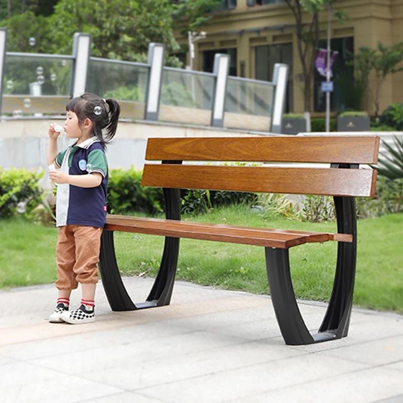 Park Seat Outdoor Cast Aluminum Park Chair European Double Metal Back Chair School Commercial Street Community Leisure Chair