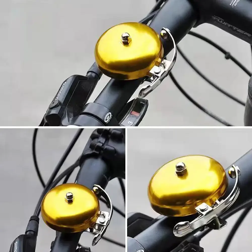 Retro Bike Bell British Aluminum Alloy Lid Silver Golden Chocolate Color Vintage Bicycle Crisp Ringtones Easy To Install Durable