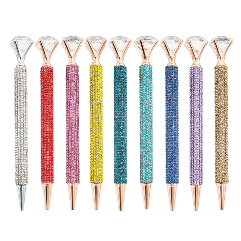 

10pcs Bag Diamond Ballpoint Pen Student Office Stationery Rotating Metal Crystal Diamond Pen Advertising Gift Ballpoint Pens