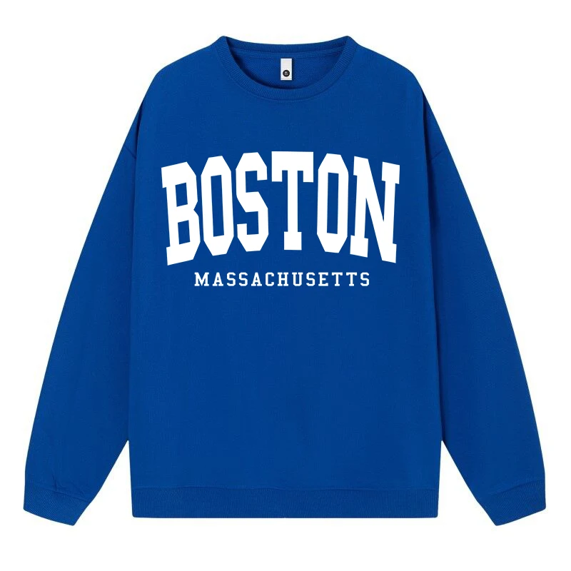 Autumn Simple Plus Size Woman Sweatshirts Boston Miss Achusetts Simple Letter Printing Prints Hoody Loose Pullover Fleece Tops