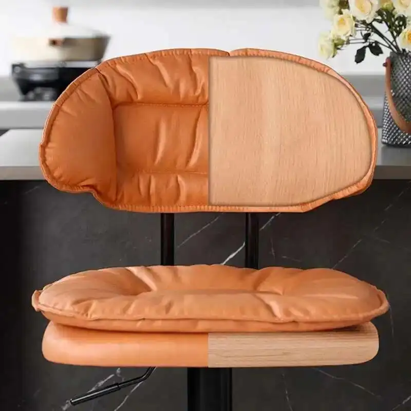 럭셔리 발 바 의자 레트로 거실 북유럽 가죽 회전 카운터 바 의자 주방 섬 노란색 Taburete 알토 가구