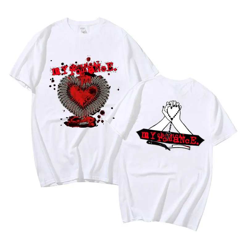 Rock Band Male Black Casual Short Sleeve Tees My Chemical Romance Heart Bullets Tshirt Men Women Oversized Hip Hop T-shirt Tops