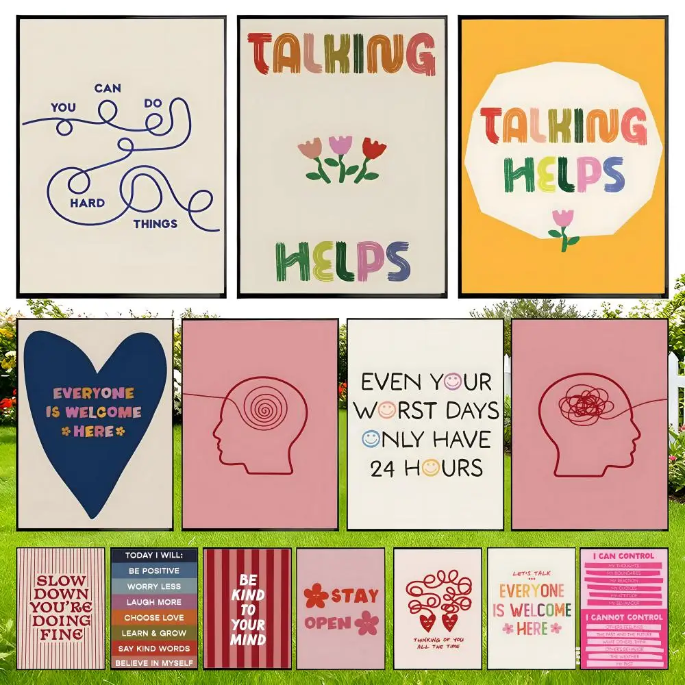 

Be Kind to your mind Mental Health Psychology Poster Easy to Install Self Adhesive HD Wall Decor Waterproof Tear Resistant Home