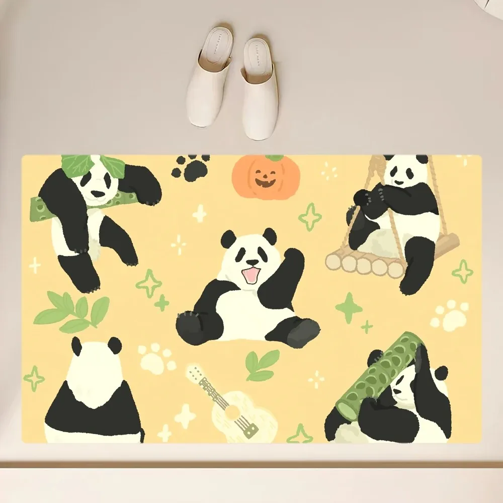 Cute Cartoon Panda Floor Mat  Anti-Slip Bathroom Kitchen Bedroom Living Room Entrance Rug Home Decor