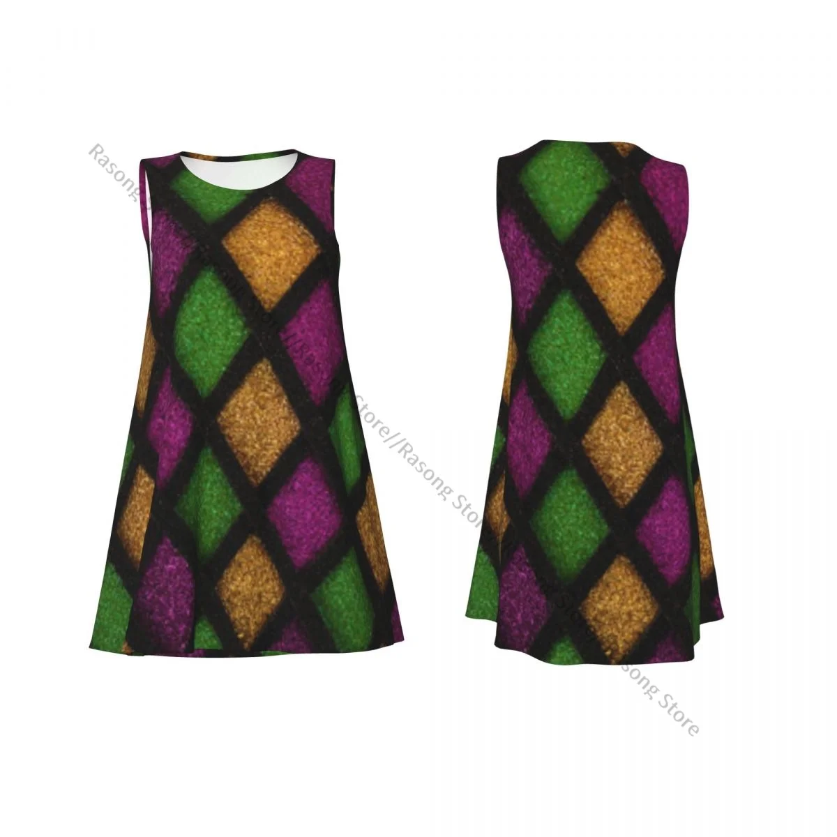 Abito da donna T-shirt casual estiva Abiti da spiaggia Copricostume Paillettes Diamanti Abito da serbatoio con sfondo Mardi Gras