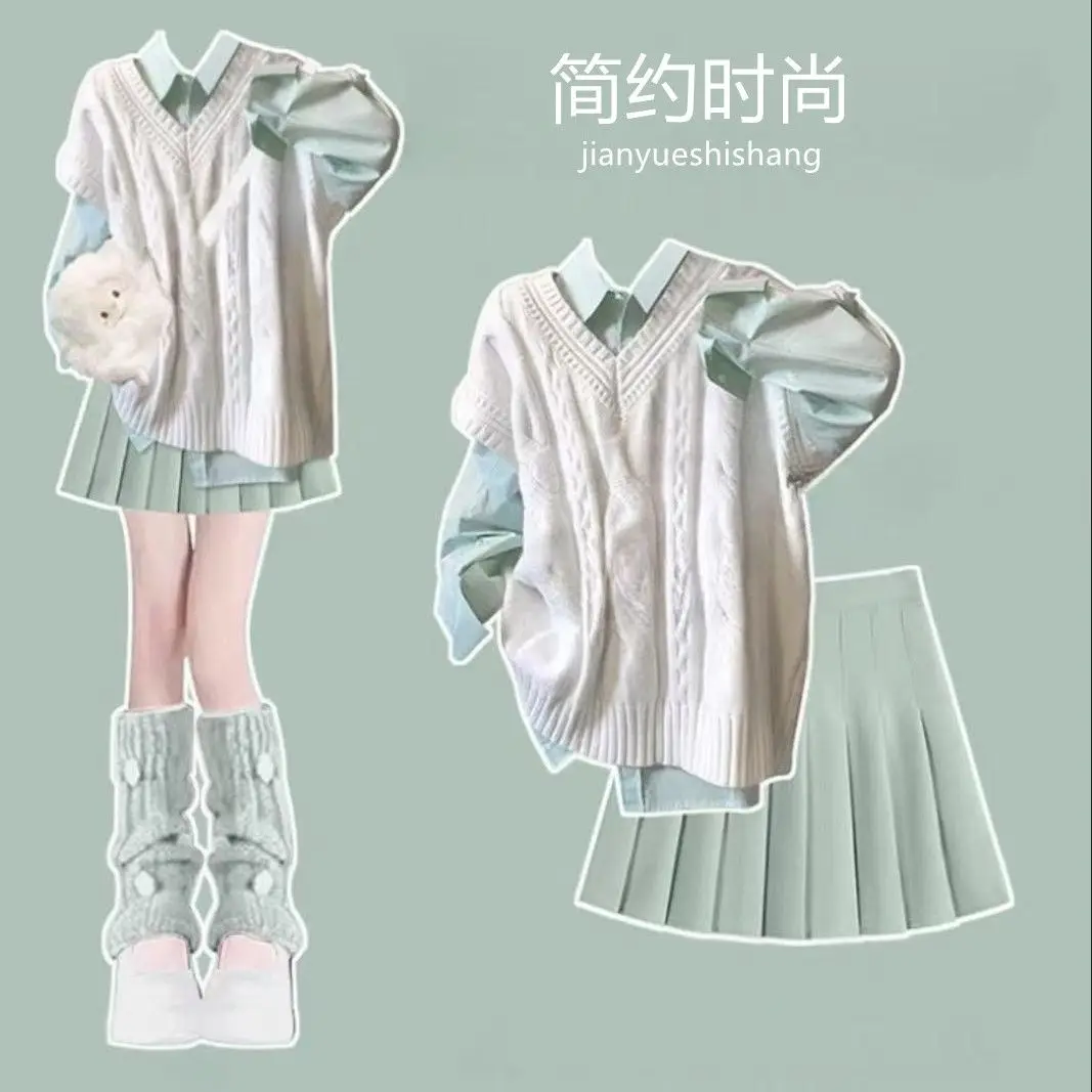 

Spring Three-piece Suit Dress Women 2025 New Dopamine Beautiful Short Skirt Shirt Vest Set