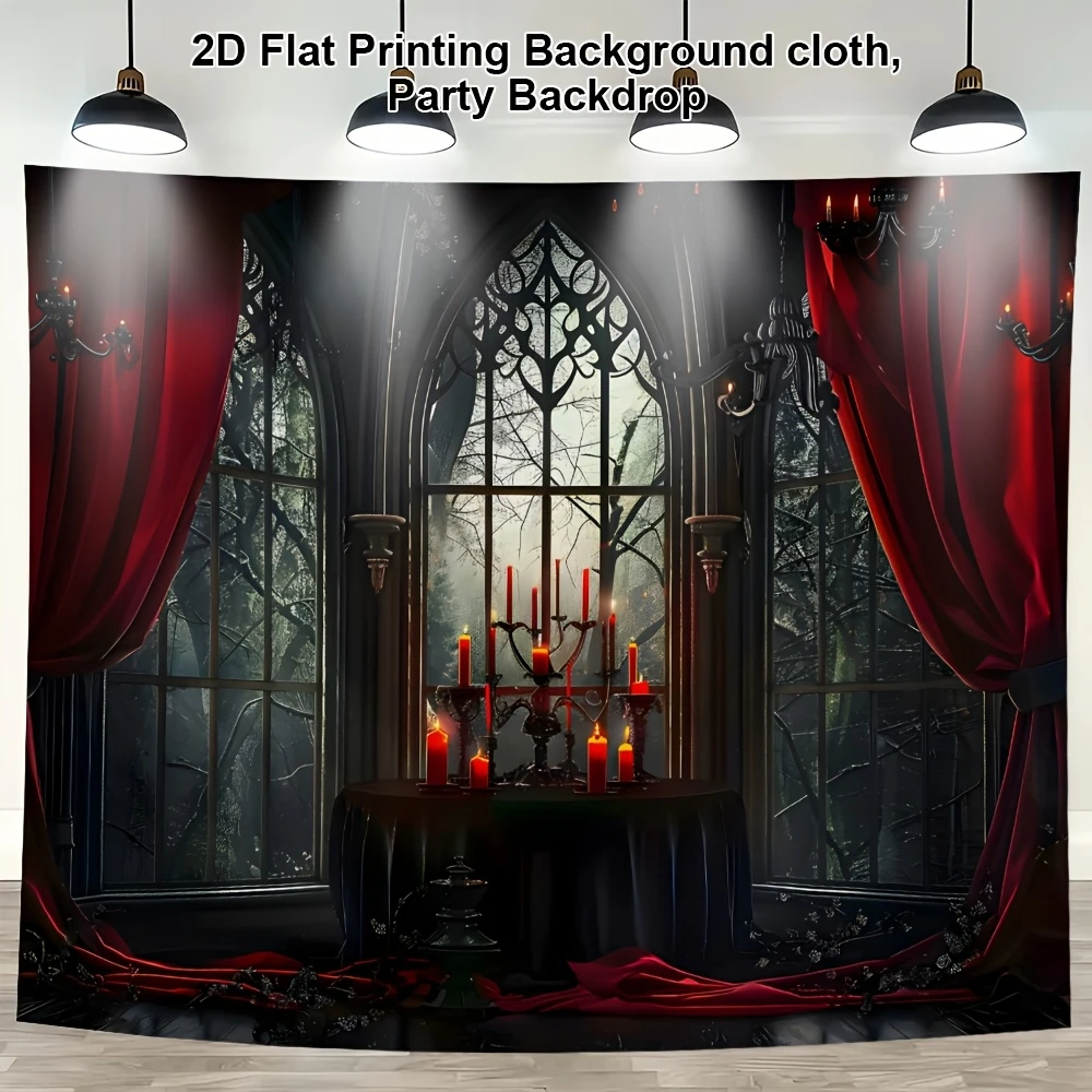1PC Gothic Vampire Forest Halloween Print Tapestry, Bedroom Living Room Kitchen Photo Background, Halloween Party Decoration