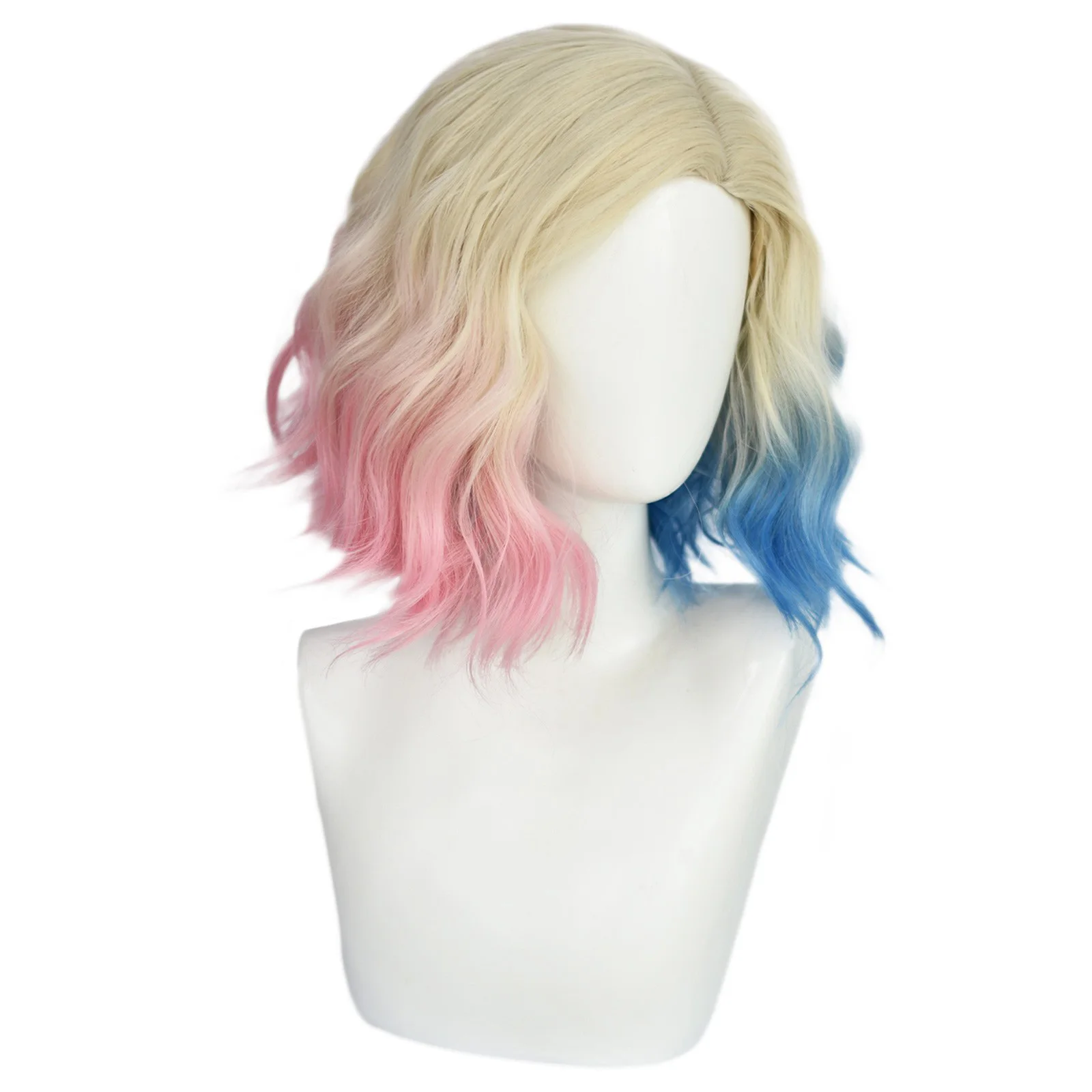 Wednesday Enid Blonde Sinclair Cosplay Pink Blue Gradient Wigs Wavy Short Bob Hair Halloween Costume Props Cosplay Role Play Wig