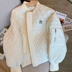 Women Golf Wear White Cotton-padded Tennis Jackets 2024 Autumn Winter Warm Outwear Women Casual Windbreaker Coat Golf Clothing