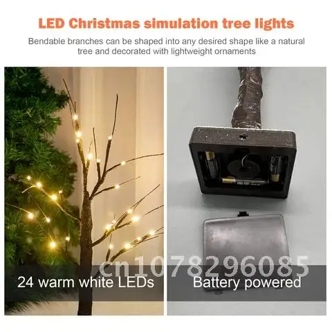 Battery Powered LED Birch Tree Light up Night Lamp Fairy Spirit Warm White Tabletop Light for Home Party Festival Holiday Decor