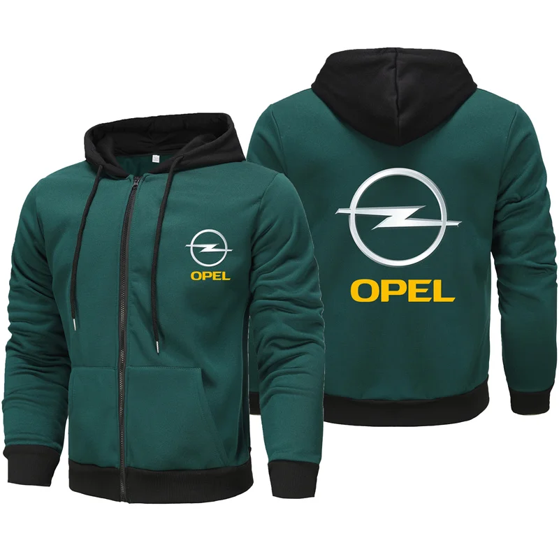 New Autumn/Winter Men\'s Zipper Hoodie Letter OPEL Lightning Print New Zipper Hoodie Long sleeved Hoodie