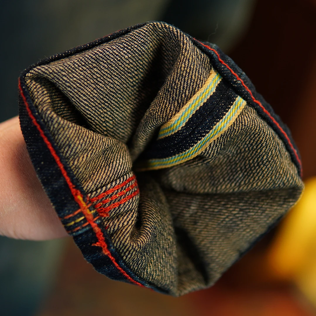 Pantalones vaqueros de mezclilla con orillo índigo de 15oz para pantalones de estilo callejero chino con bordado recto 100% algodón lavados Vintage americanos